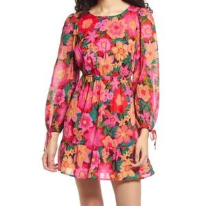 Billabong Vibrant Floral Dress - Pink and Green /code A050